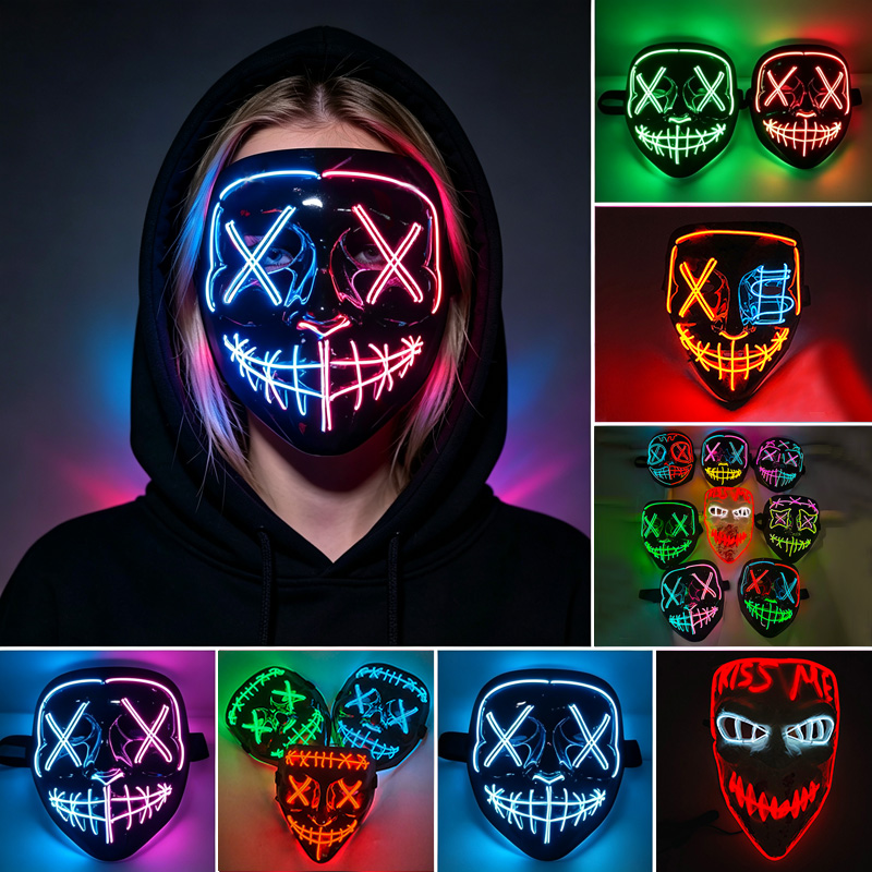 Led Purge Mask Halloween - Personalisasi Profesional Masker Pembersih LED Bercahaya