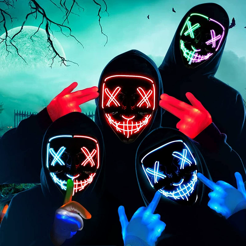 Masker LED Neon Nirkabel, Meny - Led Purge Mask Halloween ulasan dan harga