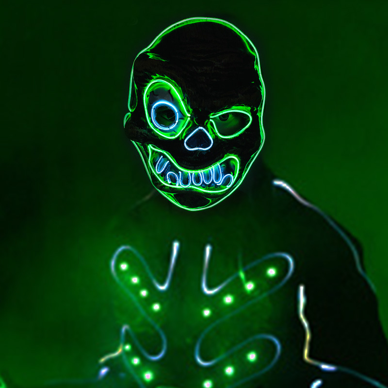 Masker Anime Cosplay Bercahaya - Led Purge Mask Halloween ulasan dan harga