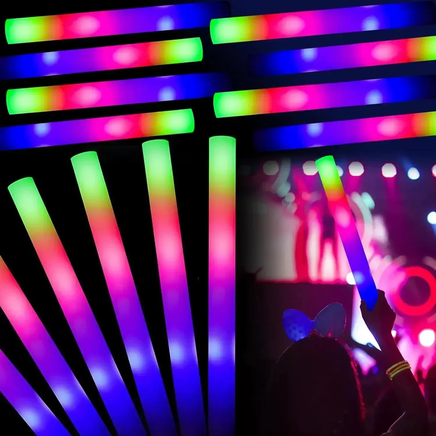 5/10/30 Buah 4 Mode Stik Cahay - Flashing Led Foam Sticks Party ulasan dan harga